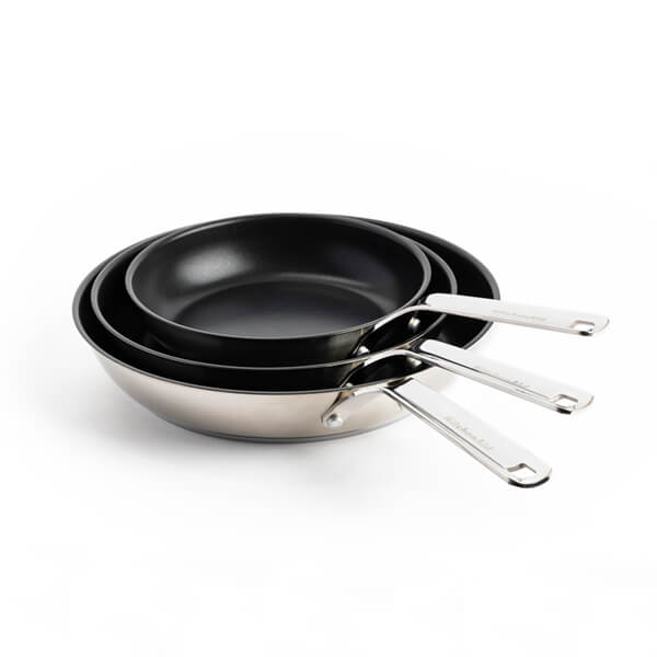 KitchenAid Stainless Steel Ceramic Non-Stick 20cm, 24cm & 28cm Frying Pan Set