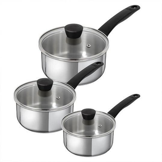 Kuhn Rikon Classic Induction 3 Piece Saucepans Set with Glass Lids