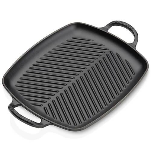 Le Creuset Signature Satin Black Cast Iron 30cm Rectangular Grill