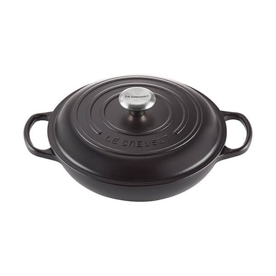 Le Creuset Signature Satin Black Cast Iron 26cm Shallow Casserole