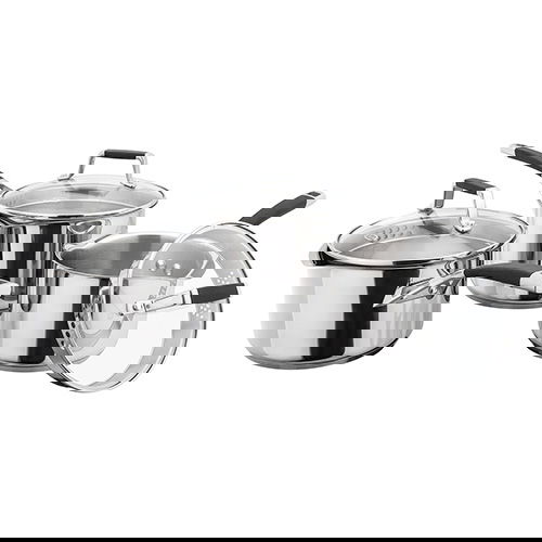 Stellar 5000 Induction 3 Piece Draining Lid Saucepan Set
