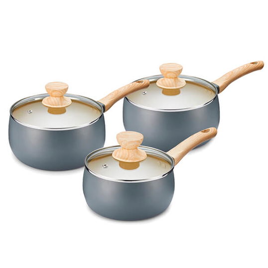 Tower Scandi 3 Piece Saucepan Set Grey