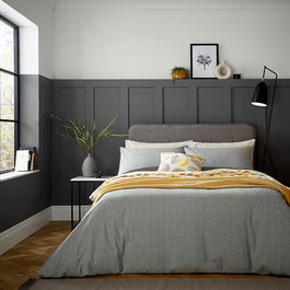Helena Springfield Woven Check Duvet Cover Set King Size Charcoal