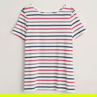 Seasalt Sailor T-Shirt Tri Breton Chalk Plum