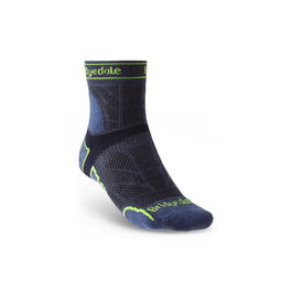 Bridgedale Mens Trail Run Lightweight T2 Merino Sport 3/4 Crew Socks Blue