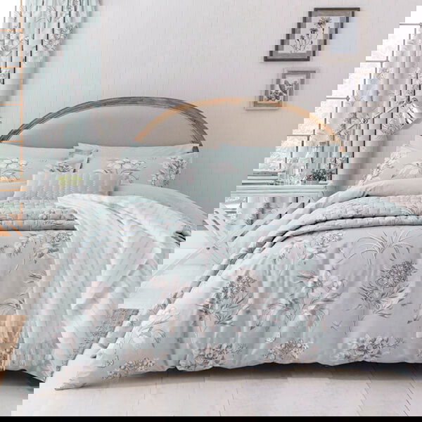 Sanderson Options Etchings & Roses Duvet Cover Set King Size Duck Egg