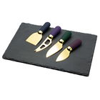 Taylor`s Eye Witness Brooklyn Deco 4 Piece Cheese Knife & Slate Cheese Board Set