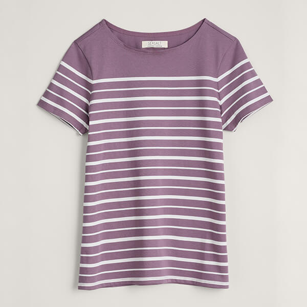 Seasalt Sailor T-Shirt Falmouth Shore Dusky Lilac Chalk