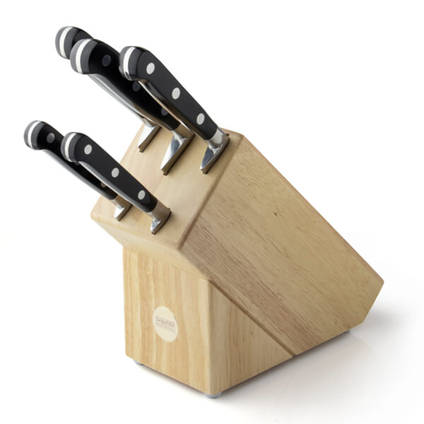 Sabatier Professional 5 Piece Knife Set & Classic Rubberwood Knife Block
