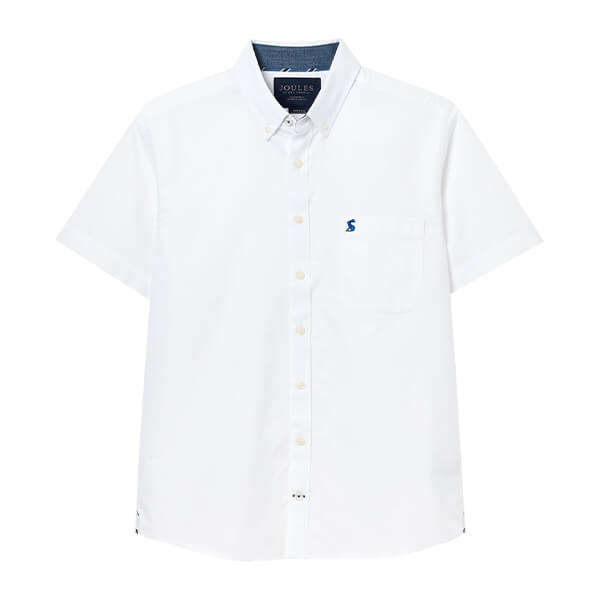Joules Mens White Oxford Short Sleeve Shirt Size S