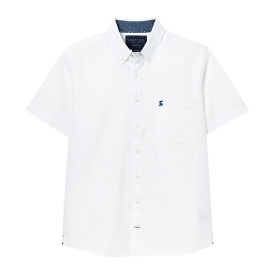 Joules Mens White Oxford Short Sleeve Shirt Size S