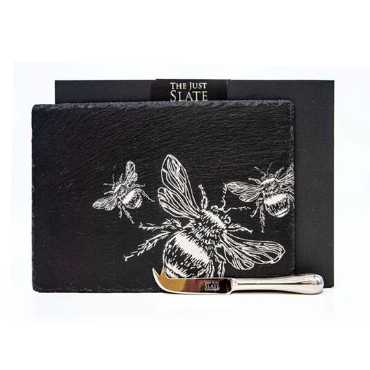 The Just Slate Company Bee Slate Cheese Board & Knife Gift Set