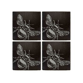 The Just Slate Company Set of 4 Bee Slate Coasters