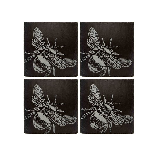 The Just Slate Company Set of 4 Bee Slate Coasters