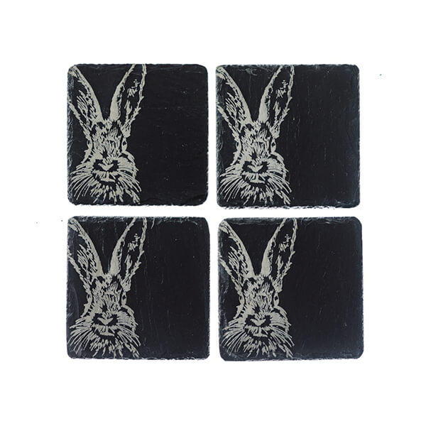 The Just Slate Company Set of 4 Hare Slate Coasters