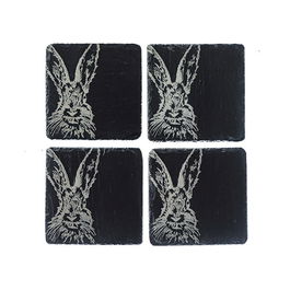 The Just Slate Company Set of 4 Hare Slate Coasters