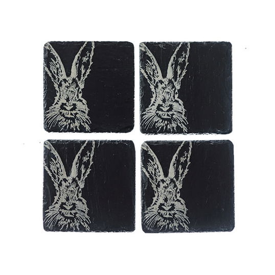 The Just Slate Company Set of 4 Hare Slate Coasters