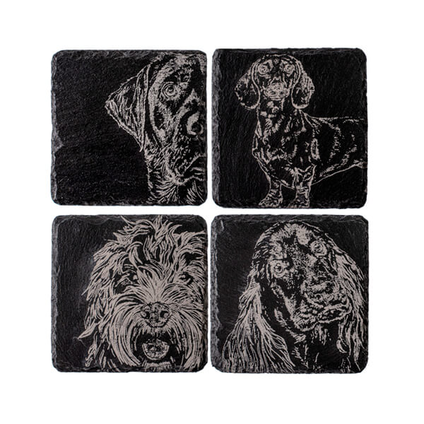 The Just Slate Company Set of 4 Mixed Dog Slate Coasters