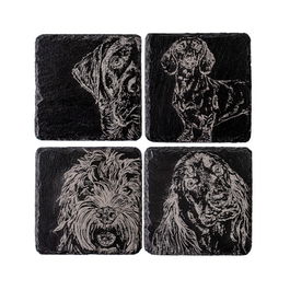 The Just Slate Company Set of 4 Mixed Dog Slate Coasters