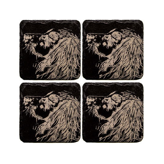 The Just Slate Company Set of 4 Spaniel Slate Coasters