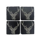 The Just Slate Company Set of 4 Stag Prince Slate Coasters