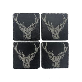 The Just Slate Company Set of 4 Stag Prince Slate Coasters