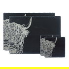 The Just Slate Company Highland Cow Slate Coaster & Place Mat Set