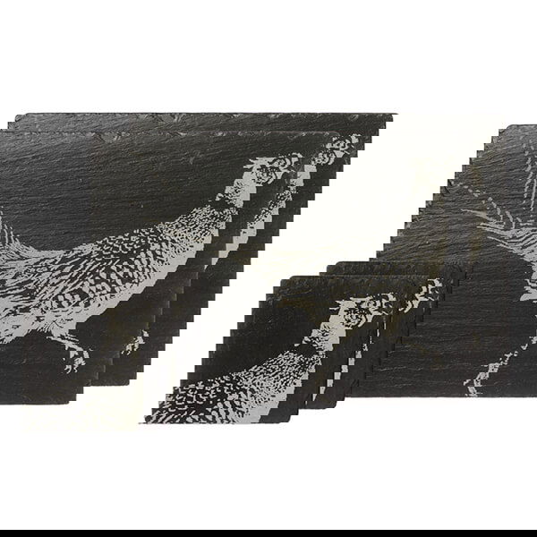 The Just Slate Company Pheasant Slate Coaster & Place Mat Set