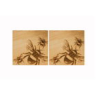 The Just Slate Company Set of 2 Bee Oak Coasters