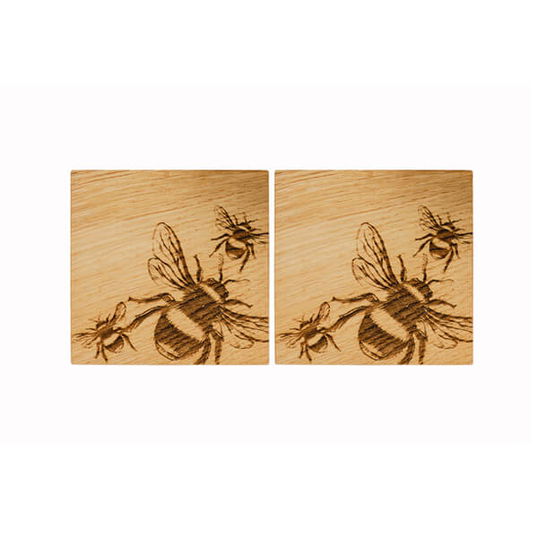 The Just Slate Company Set of 2 Bee Oak Coasters