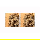 The Just Slate Company Set of 2 Cockapoo Oak Coasters