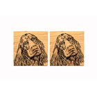 The Just Slate Company Set of 2 Cocker Spaniel Oak Coasters
