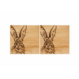 The Just Slate Company Set of 2 Hare Oak Coasters