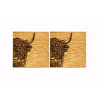 The Just Slate Company Set of 2 Highland Cow Oak Coasters