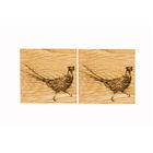 The Just Slate Company Set of 2 Pheasant Oak Coasters