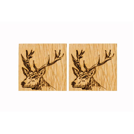 The Just Slate Company Set of 2 Stag Oak Coasters
