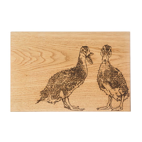 The Just Slate Company Quacking Ducks 30cm Oak Serving Board
