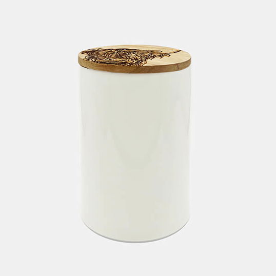 The Just Slate Company Highland Cow Oak & Ceramic Medium Storage Jar