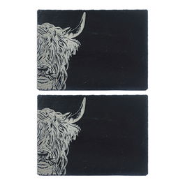 The Just Slate Company Set of 2 Highland Cow Slate Place Mats