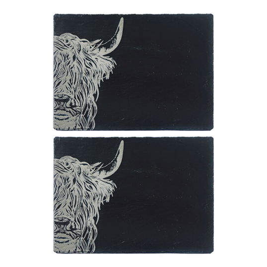The Just Slate Company Set of 2 Highland Cow Slate Place Mats