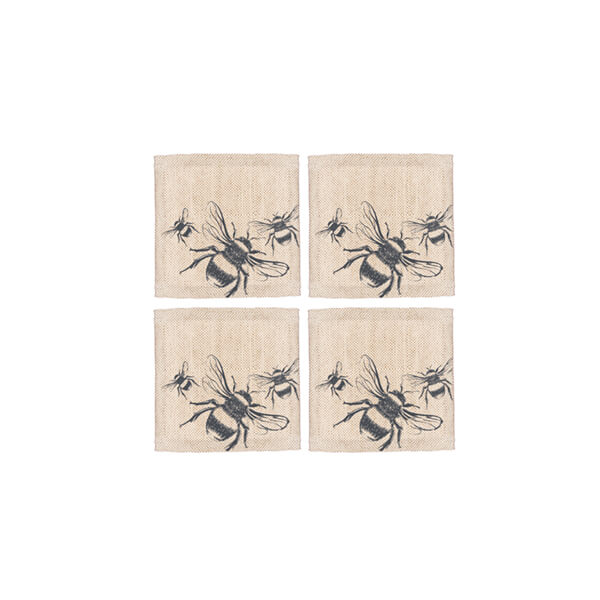 The Just Slate Company Set of 4 Bee Linen Coasters