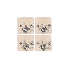 The Just Slate Company Set of 4 Bee Linen Coasters