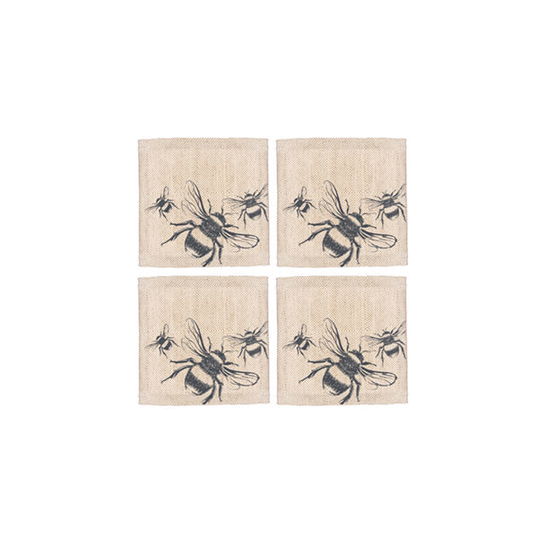 The Just Slate Company Set of 4 Bee Linen Coasters
