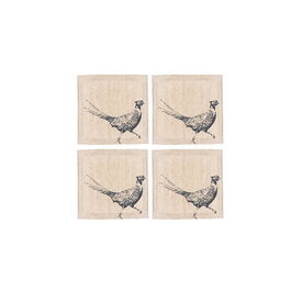 The Just Slate Company Set of 4 Pheasant Linen Coasters