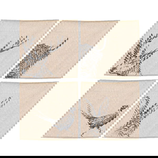 The Just Slate Company Set of 4 Country Animals Linen Napkins