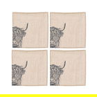 The Just Slate Company Set of 4 Highland Cow Linen Napkins