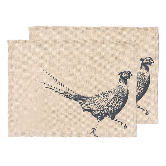 The Just Slate Company Set of 2 Pheasant Linen Place Mats