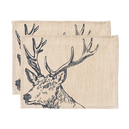 The Just Slate Company Set of 2 Stag Linen Place Mats