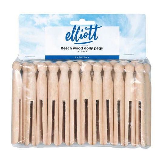 Elliotts Beech Wood Dolly Pegs 24 Pack