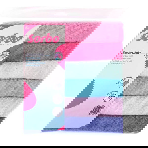 Sorbo Bubble Gum Microfibre Cloths 6 Pack